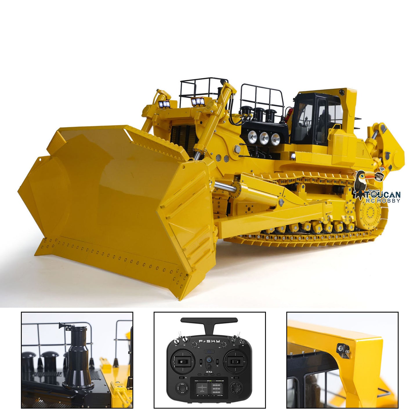 Metal JDMODEL 1/14 RC Hydraulic Bulldozer 575 Huge Dozer Heavy Machine Frsky X14 Radio RTR Mix Controlled Car Upgrade Smoking