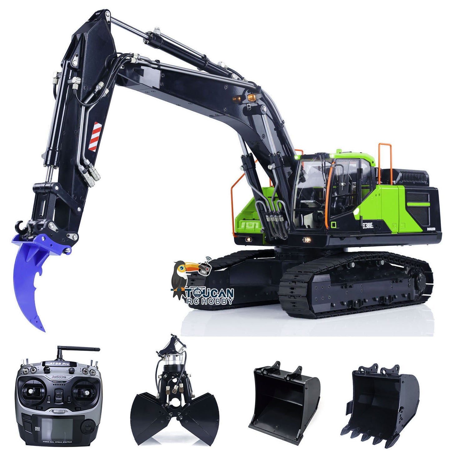 MTM Metal 1/14 2 Arms Remote Control Hydraulic Excavator EC380 RC Diggers Assembled and Painted Vehicle Car Model Heavy Machine