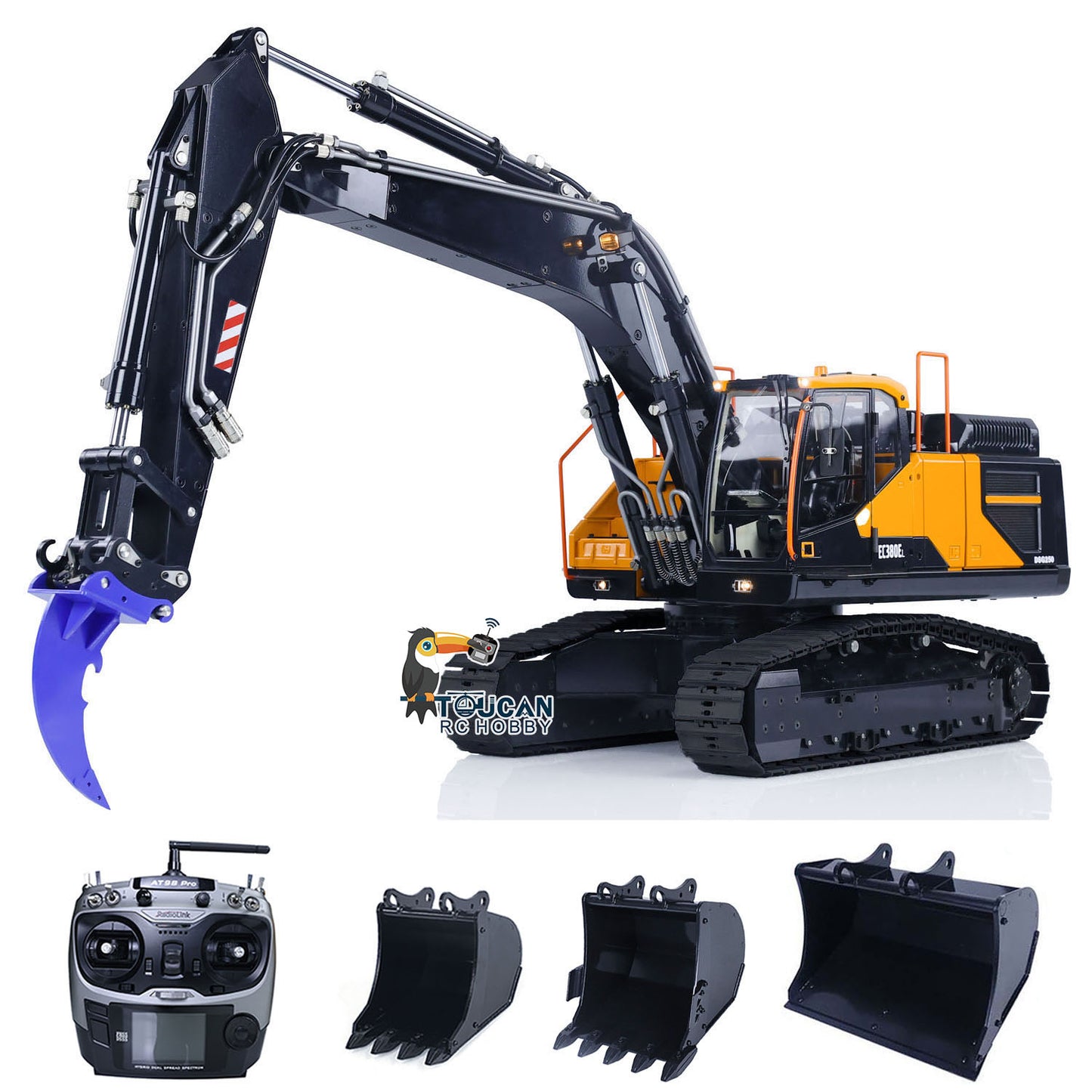 Metal MTMODEL 1/14 2 Arms RC Hydraulic Excavator EC380 Tracked Electric Wireless Control Digger Heavy Machine Vehicles Model