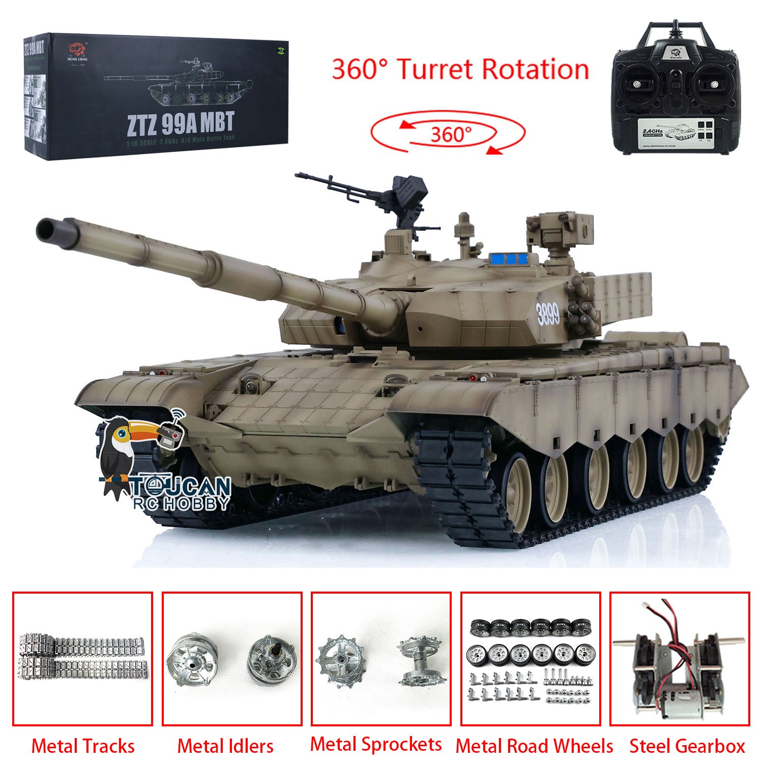 Henglong 1/16 7.0 99A RC Tank Remote Controlled Military Vehicle Chine