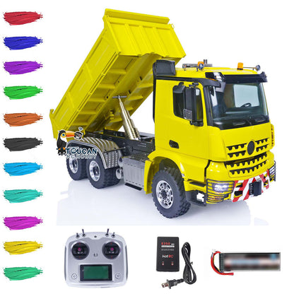 LESU 1/14 6X6 Painted RC Hydraulic Dump Truck 3348 RTR Tipper Car Fusion PRO Brushless Motor ESC Servo Smoke Unit FlySky I6S