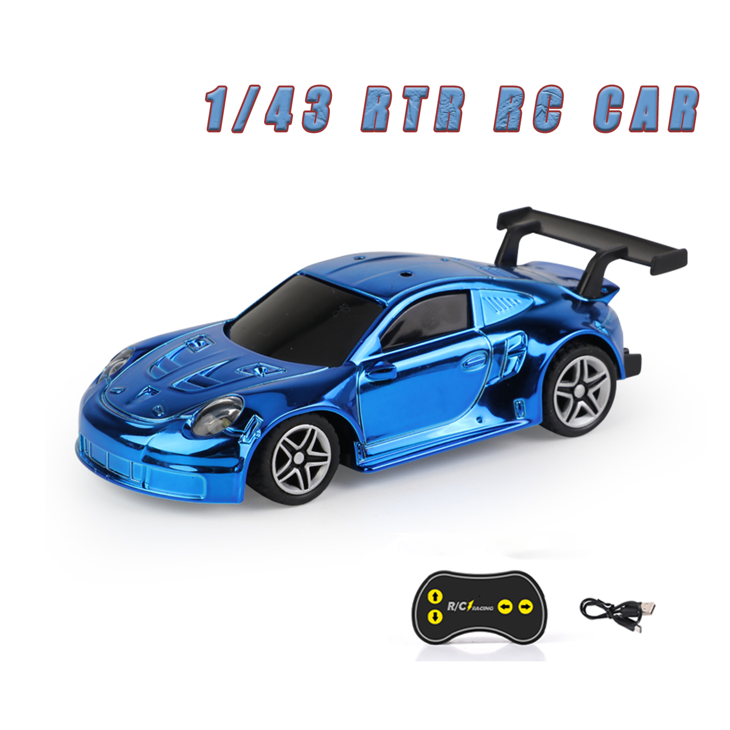 1/43 Scale RC Racing Car Remote Control Electric Vehicle LED lights RTR Ready to Run Mini Toy for Children Adults Type C USB