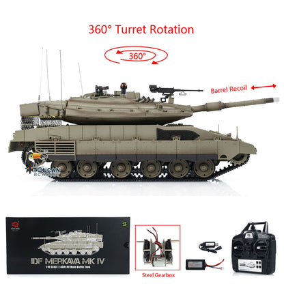 1/16 Heng Long RC Tank 3958 IDF Merkava MK IV Metal Driving Gearbox 360 Rotating Barrel Recoil Tanks Model