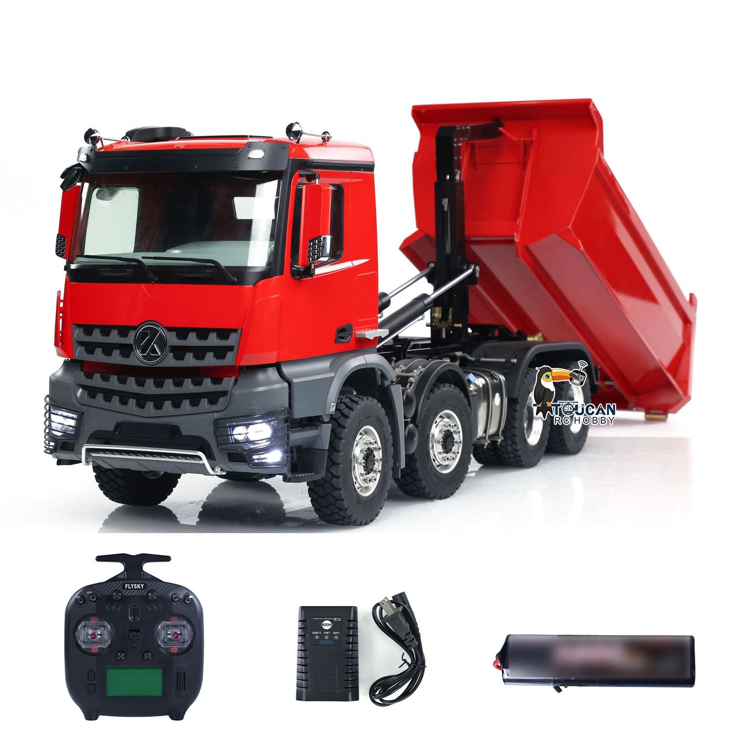 Kabolite 1/14 K3366 RC Hydraulic Tipper Car 8X8 Radio Control Dumper Truck Model 673.3x208.2x273mm Light Sound System