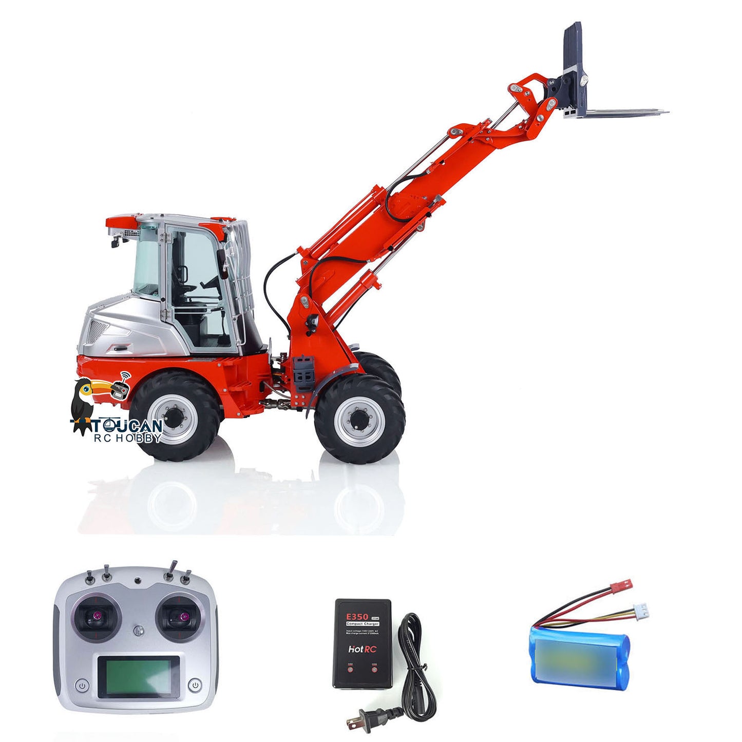 1:14 LESU RTR RC Hydraulic Telescopic Arm Loader AT1050 Fork Lift Truck Model Assembled and Painted 478*165*221