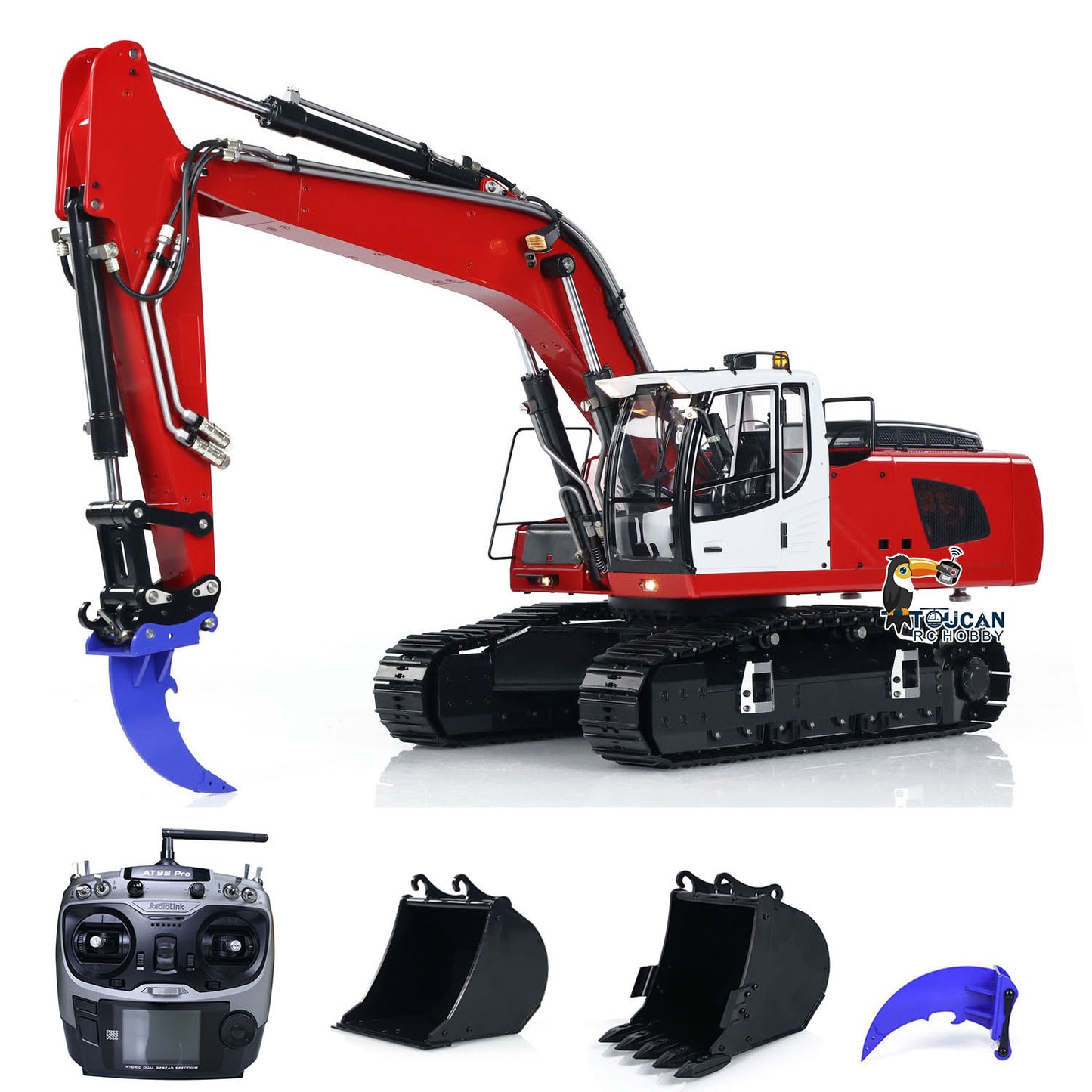 MTMODEL 1/14 946 Metal RC Hydraulic Excavator Wireless Controlled Construction Machine 2 Arms Model Clamshell Bucket Ripper