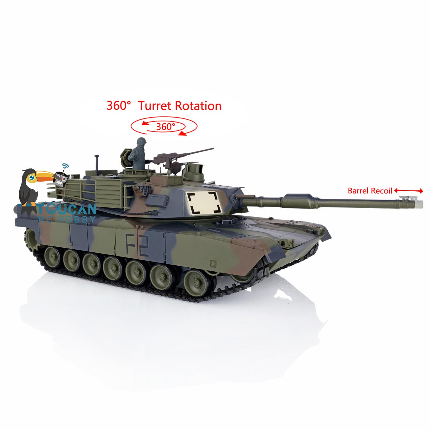Henglong 1:16 7.0 USA M1A2 Abrams RC Tank 3918 RTR Model 360Degrees Turret Barrel Recoil Plastic Upper Hull Tracks Wheels