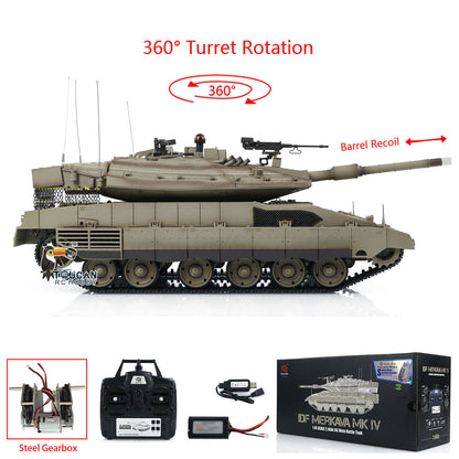 1/16 Heng Long RC Tank 3958 IDF Merkava MK IV Metal Driving Gearbox 360 Rotating Barrel Recoil Tanks Model