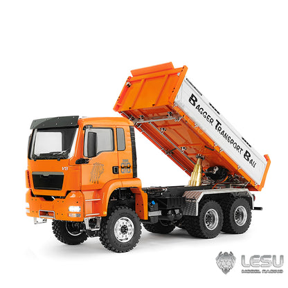 LESU TGS 1/14 RC Hydraulic Dump Truck 6x6 Metal Remote Control Dumper Car Model Three-Way Dumping Emulated Tipper Hobby Models