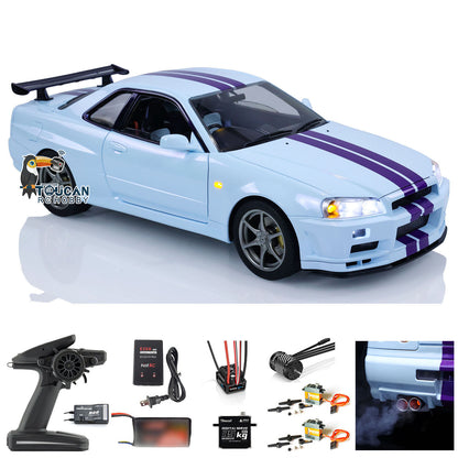 Capo 4WD 1/8 RC Racing Car R34 4x4 High Speed Metal RTR Drift Cars Sound Smoking