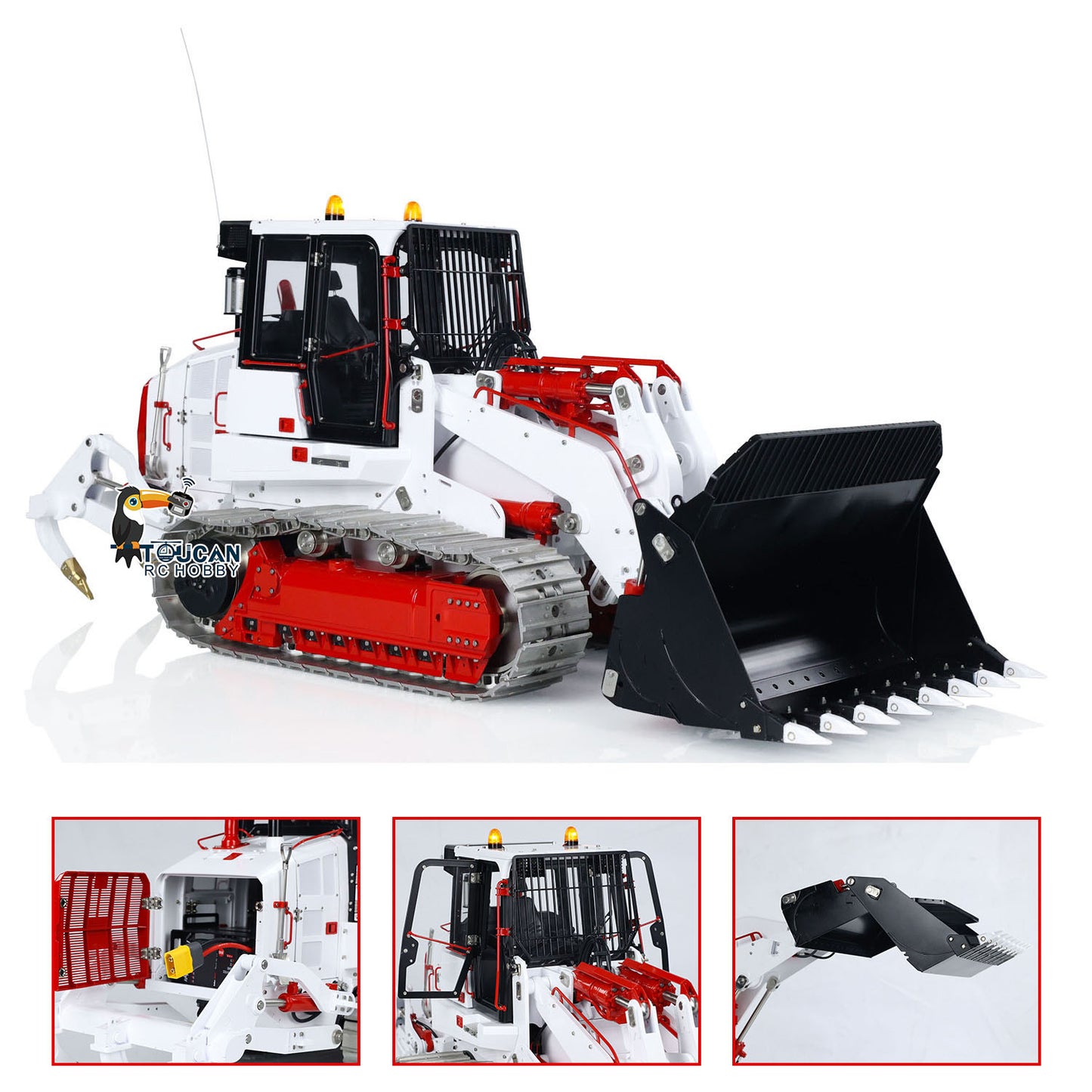 LESU 973K 1/14 Hydraulic RC Loader Upgrade Metal Tracked Construction Car Crawler Loader Openable Bucket Rear Plow Assembled