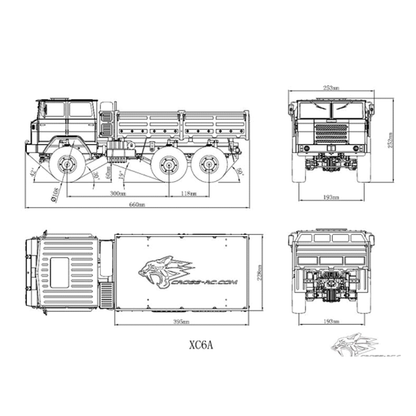 CROSSRC 1/12 Model XC6-A Off Road Military Truck KIT Motor Light Car 6*6 Vehicle 621*210*249MM Light System ESC Servo