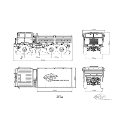 CROSSRC 1/12 Car XC6-B 6*6 Military Truck Off Road KIT Motor Light Car W/O Sound Unassembled 660*253*252MM ESC Servo