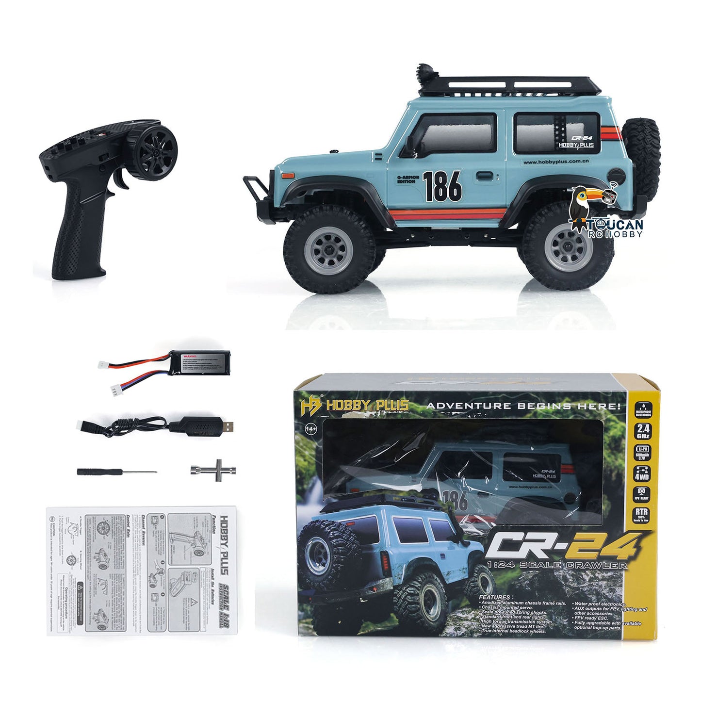 1:24 4WD 4x4 2.4Ghz RC Rock Crawler Car Mini Radio Controlled Climbing Off-road Vehicles ESC Servo Motor DIY Model