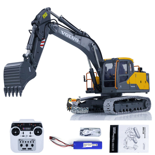 1:14 Scale RC Excavator DoubleE E010 EC 160E Alloy Metal Digger Radio Controlled Engineering Vehicle Hobby Model Toy Gift for Boys