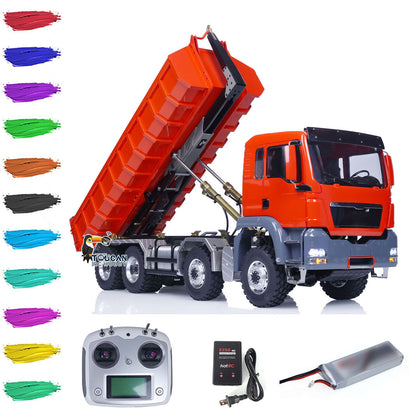 IN STOCK Customized1/14 LESU Hydraulic RC Roll On/Off Dump Truck 8x8 Metal RTR Full Dumper Cars