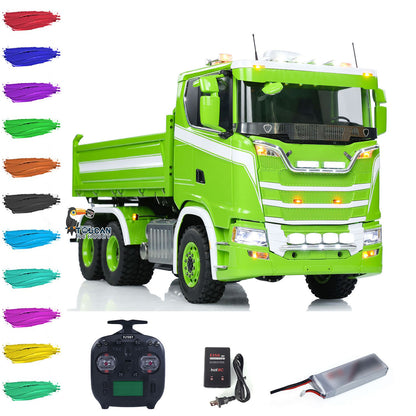 LESU 770S 1/14 6x6 RC Hydraulic Dumper Truck 3-way Remote Controlled Tipper Model Light Sound Smoke