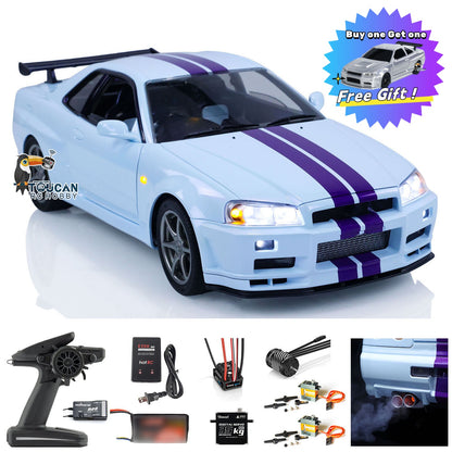 Capo 4WD 1/8 Metal RC Racing Car R34 4x4 High Speed RTR Remote Controlled Drift Vehicles Sound Smoking Upgraded Version