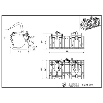 LESU 1/14 Scale Metal Assembled Aoue LT5 Skid-Steer Loader Radio Control Tracked Dozer Blade Openable Bucket Gripper Hay Clamp