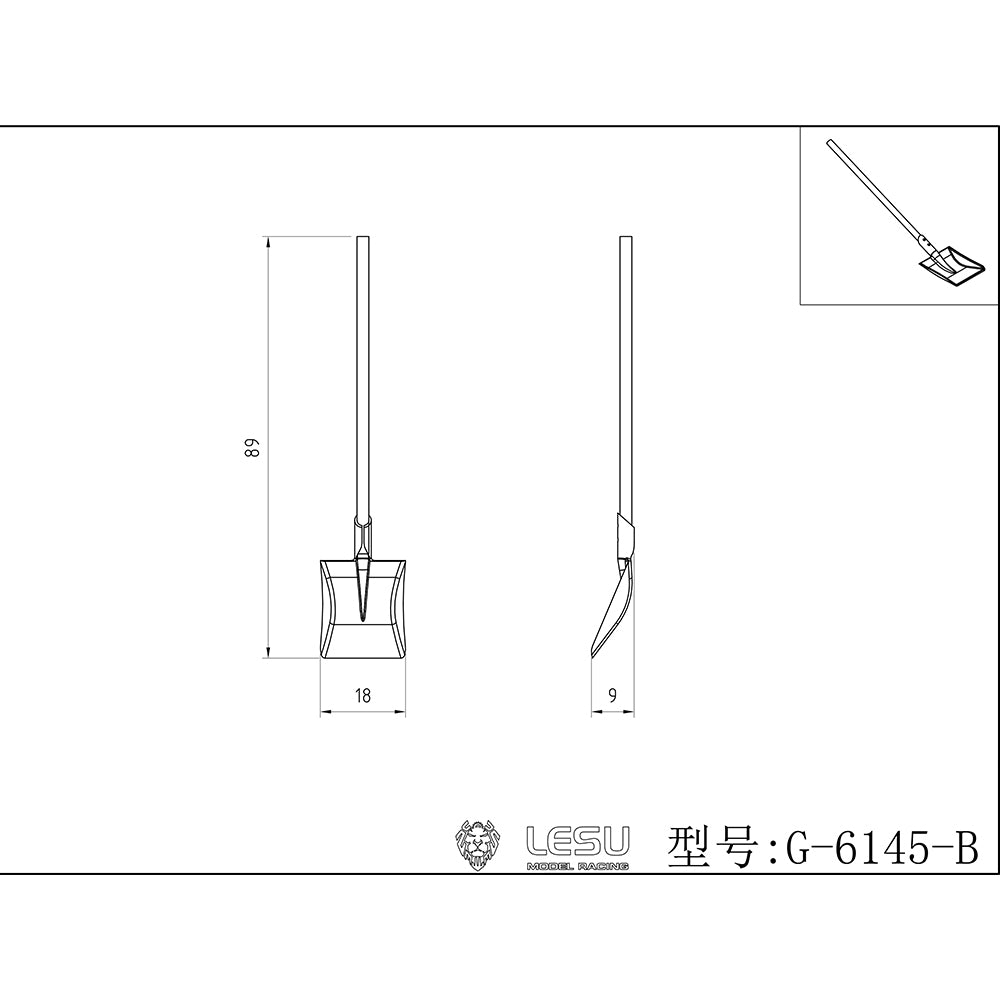 US STOCK LESU Metal Square Spade without Handle Accessories Spare Parts for 1/14 Scale RC Construction Vehicles Truck Model DIY
