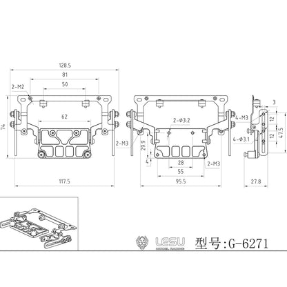 LESU Battery Compartment Fixed Set Metal Cab Loose-leaf Bracket for 1/14 RC Tractor Truck 770S Car DIY Models Part