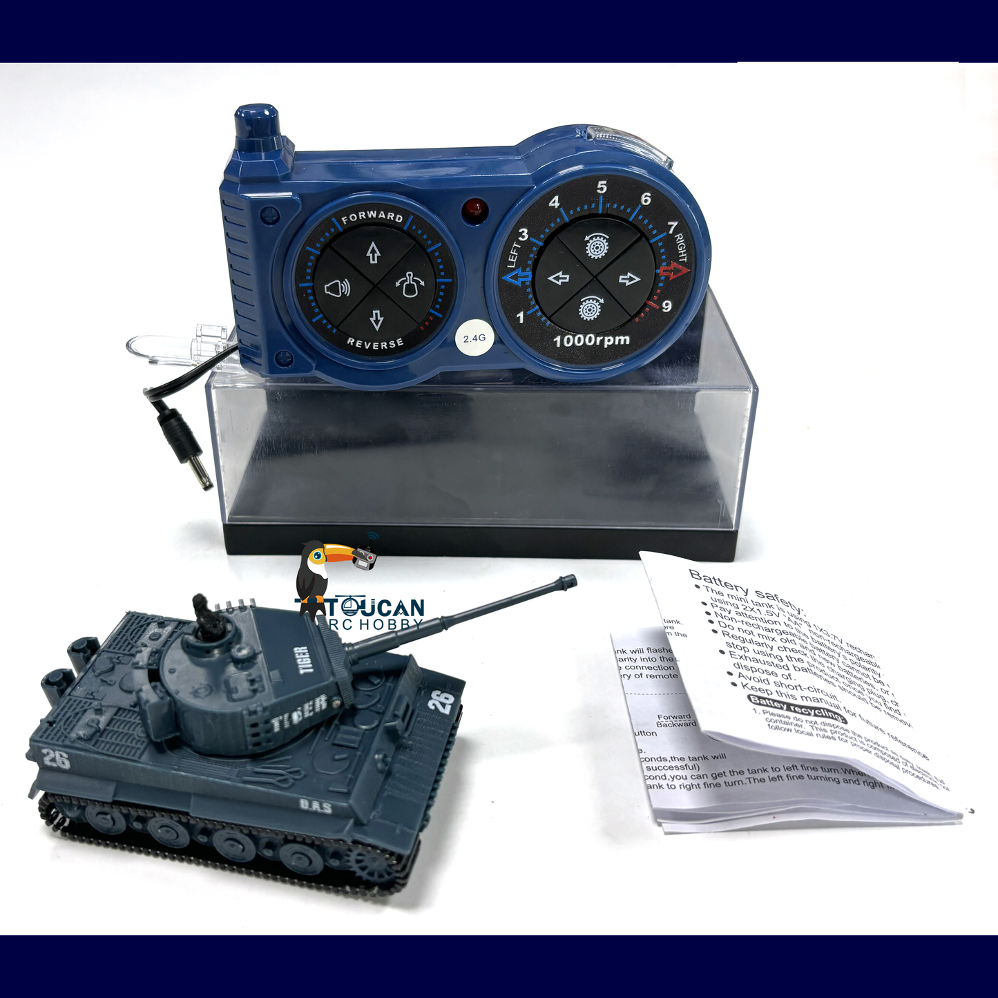 1/72 Scale RC Tank German Tiger Battle Remote Controlled Panzer Turret 360 Rotation RTR Mini Toy Sound 12*5.5*5.5CM