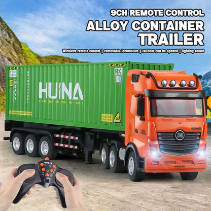 Huina 1317 1/18 RC Tractor Car Container Trailer Truck 9CH Remote Control Cars Assembled and Painted 58*11*19cm