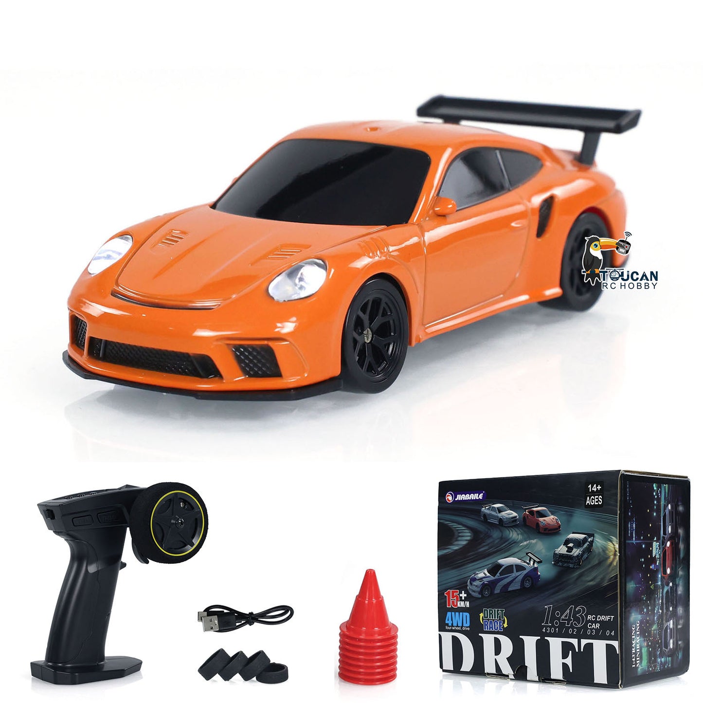 US STOCK Remote Control Mini Drift Car 1:43 Race Car Toy Radio Lights Traffic Safety Cone