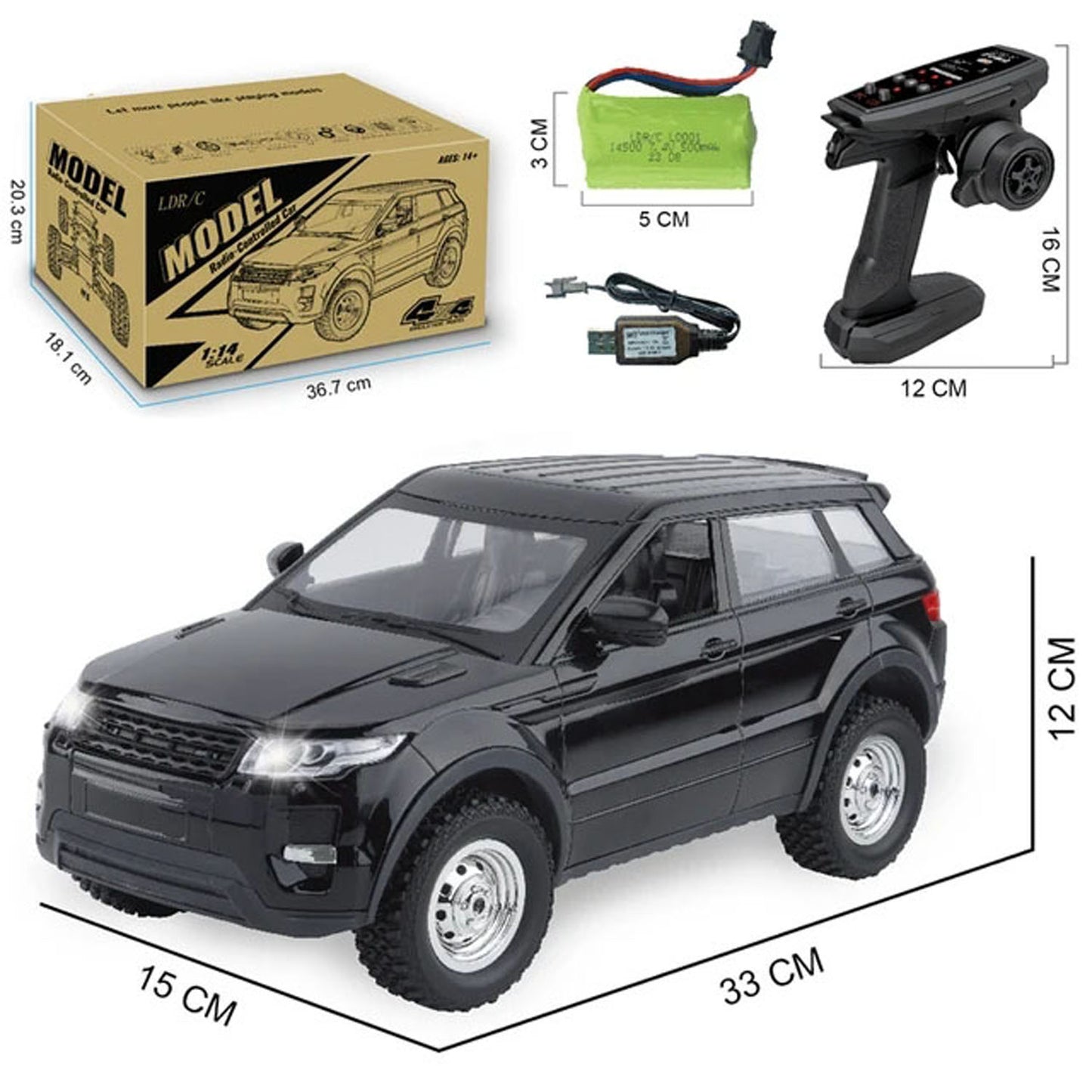 LDRC 4x4 1/14 RC Crawler Climbing Car 4WD Radio Controlled Off-road Vehicles DIY Hobby Model LD1299 RTR Light System