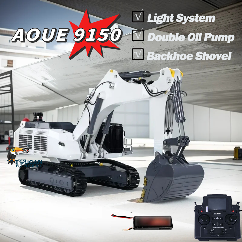 1/14 LESU AOUE 9150 RC Hydraulic Double Pump Excavator Light System Heavy Backhoe Shovel Painted Construction Car