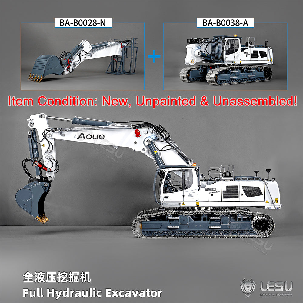 Metal LESU 1/14 RC Full Hydraulic Excavator LR960 KIT DIY Digging Arm Machinery Crawler Excavator Simulation Vehicle Model