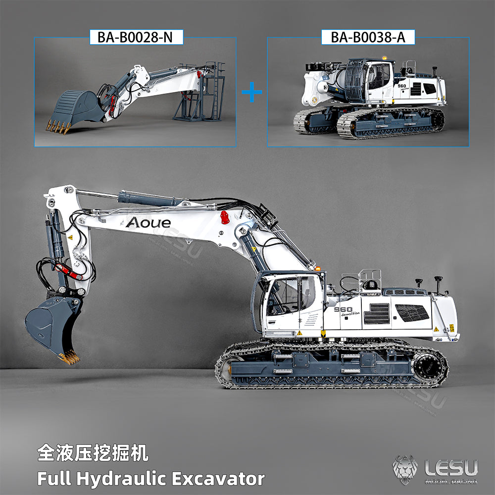 Heavy Machine 1/14 RC Full Hydraulic Excavator LESU LR960 Construction Digger