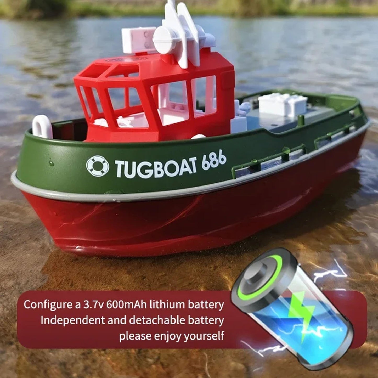 1/72 Heng Long 2.4G Plastic RC Tugboat Remote Control Towboat Powerful Dual Motor Simulation Electric Model RTR 23x10x15cm