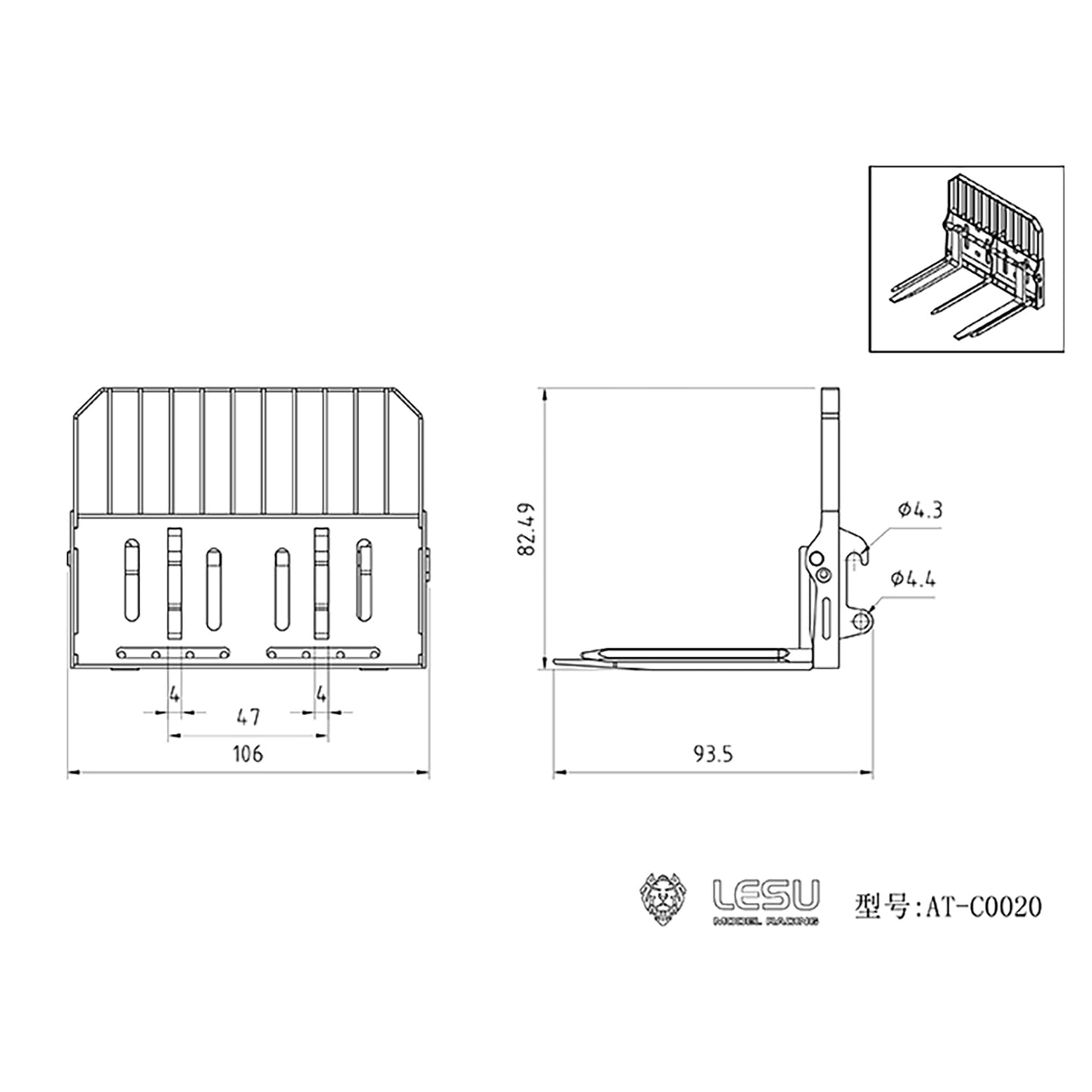 LESU 1/14 Scale Metal Assembled Aoue LT5 Skid-Steer Loader Radio Control Tracked Dozer Blade Openable Bucket Gripper Hay Clamp