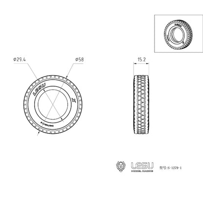 US STOCK Wheel Tires for Tamiya LESU 1/14 Radio Controlled A0020 Hydraulic Trailer Truck A0005 Model Spare Parts Replacements