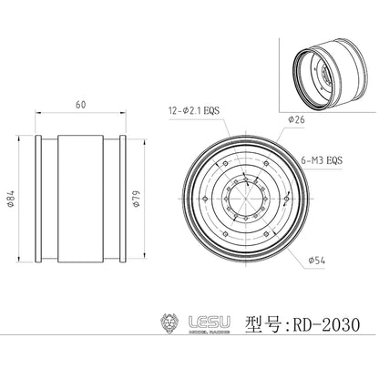 1Pair Front or Rear Wheel Rubber Tire Tyre Metal Wheel Hub for LESU 1/14 RC Hydraulic Tractor AOUE 1050 Agricultural Vehicle DIY Car