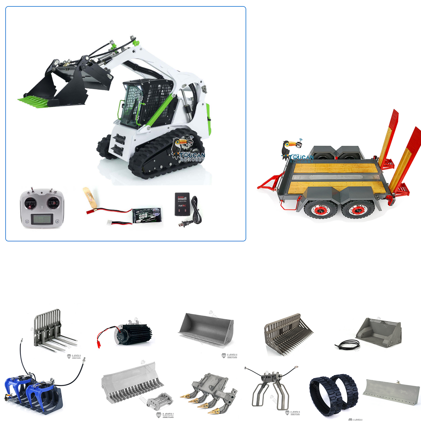 LESU Metal 1/14 Aoue LT5 Remote Controlled Hydraulic Loader Customized Assembled Painted Skid-Steer Ready To Run Vehicle Blade Sieve Bucket Hay Clamp Ripper