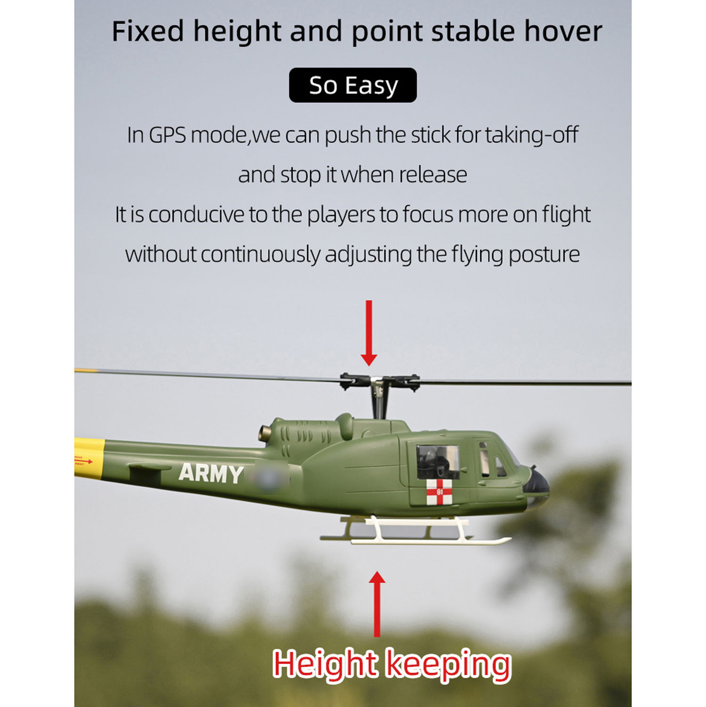 TOUCAN HOBBY RTF Smart Army Radio Conytolled Helicopter FLYWING Vietnam War RC Scale Drone GPS Brushless Motor 3.9kg