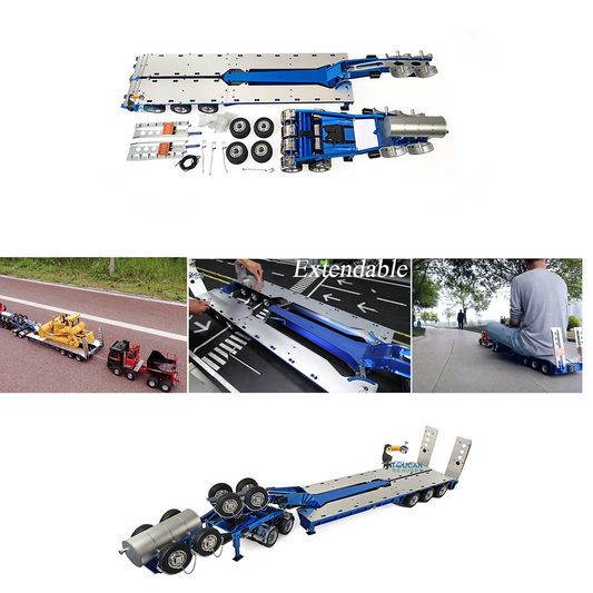 JDMODEL Metal Drake Trailer Lowboy Semi Trailer JDM-2 Best Selling for 1/14 RC Tractor Truck LESU DIY Remote Controlled Truck Construction Vehicle Hobby Models 1.5M