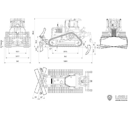 LESU 1/14 Aoue-DT60 Dozer Bulldozer RC Hydraulic KIT Model Truck Pump Lights Wheeled GPS 3V Clearance Lamp Decal Sticker