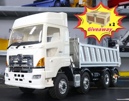 CN Stock Second-hand 85%New LESU 1/14 RC Hino700 8*8 All-wheel Drive Metal Hydraulic Dumper Truck Model ESC