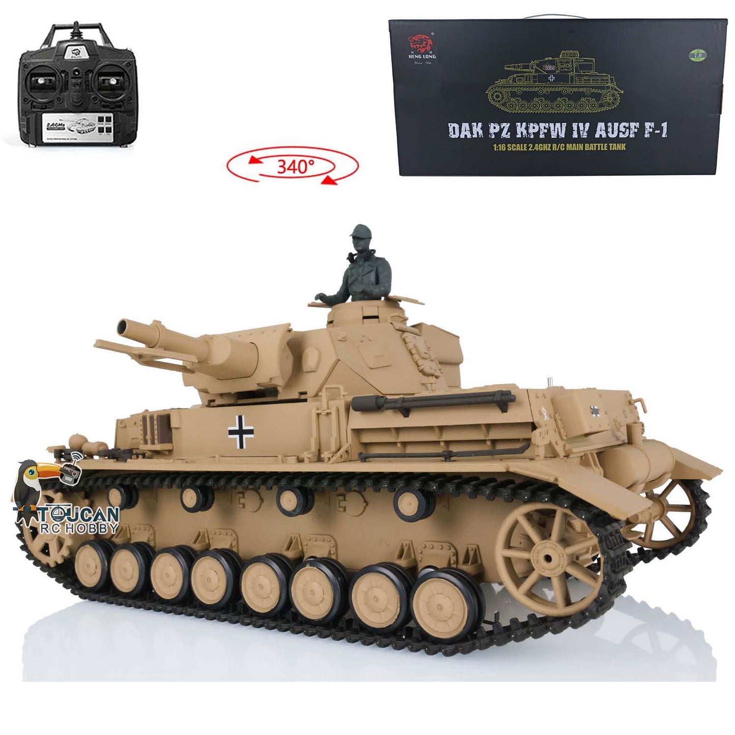 US STOCK 2.4G Henglong 1:16 Scale TK7.0 Plastic German Panzer IV F RTR RC Tank Model 3858 Military Model Stimulated Sound Smoke