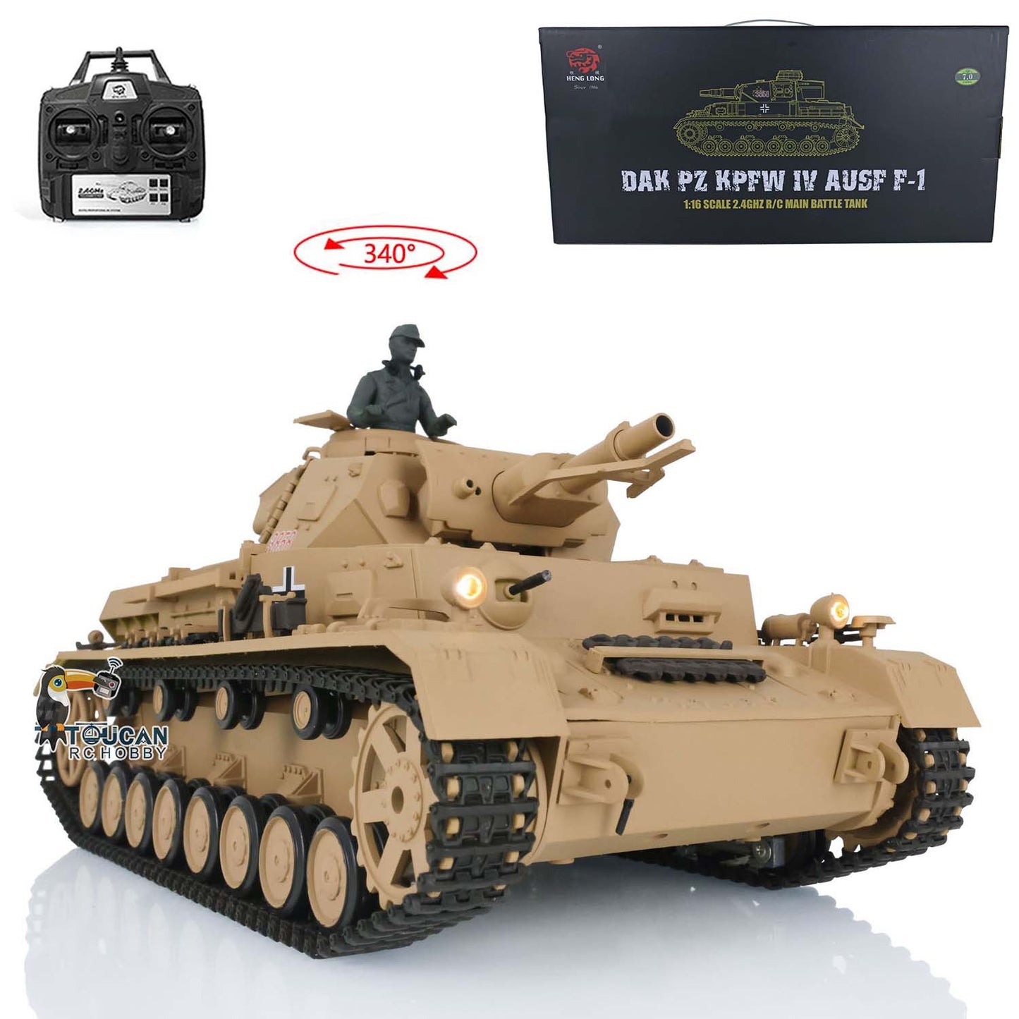 US STOCK 2.4G Henglong 1:16 Scale TK7.0 Plastic German Panzer IV F RTR RC Tank Model 3858 Military Model Stimulated Sound Smoke