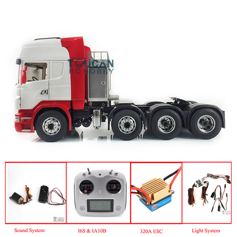 LESU 1/14 8*8 Painted RC Tractor Truck Car Model Metal Chassis W/ Cabin Set Servo 540 Motor Gearbox Cabin Roof