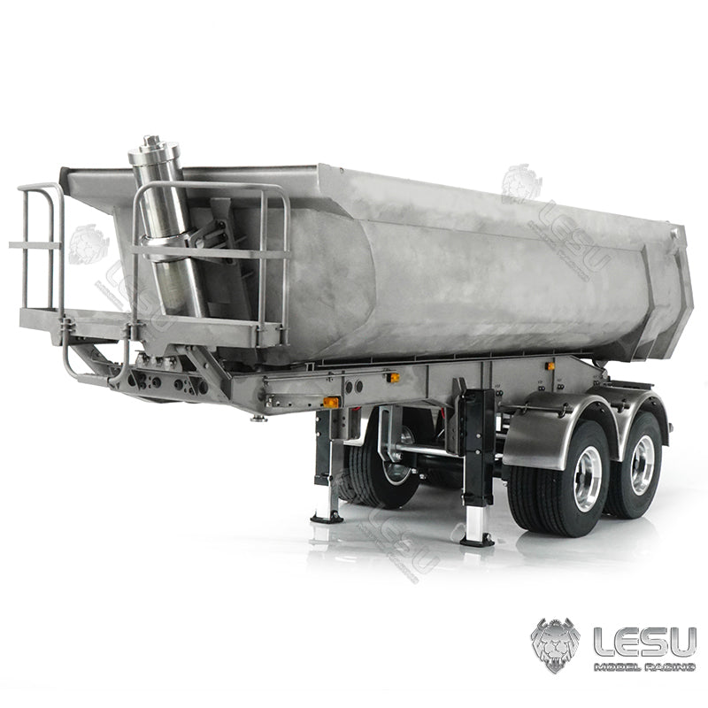 LESU 1/14 Metal Bucket U Type Hopper Hydraulic Semi Trailer Dumper ESC Oil Tank Electric Legs TAMIIYA Truck DIY Cars Model