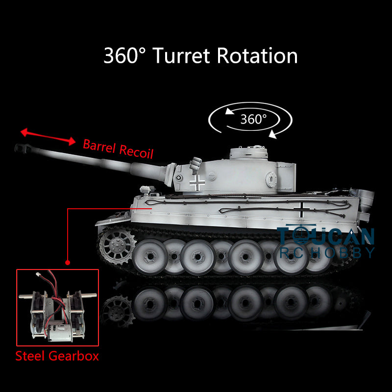 Henglong 1/16 Plastic German Tank 3818 Tiger I RC Tank 7.0 Version Battle Tank w/ 360Degrees Rotating Turret Barrel Recoil Steel Gearbox