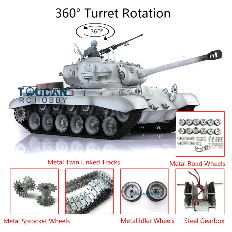 Henglong 1/16 7.0 M26 Pershing RC Tank 3838 w/ Barrel Recoil 360Degree