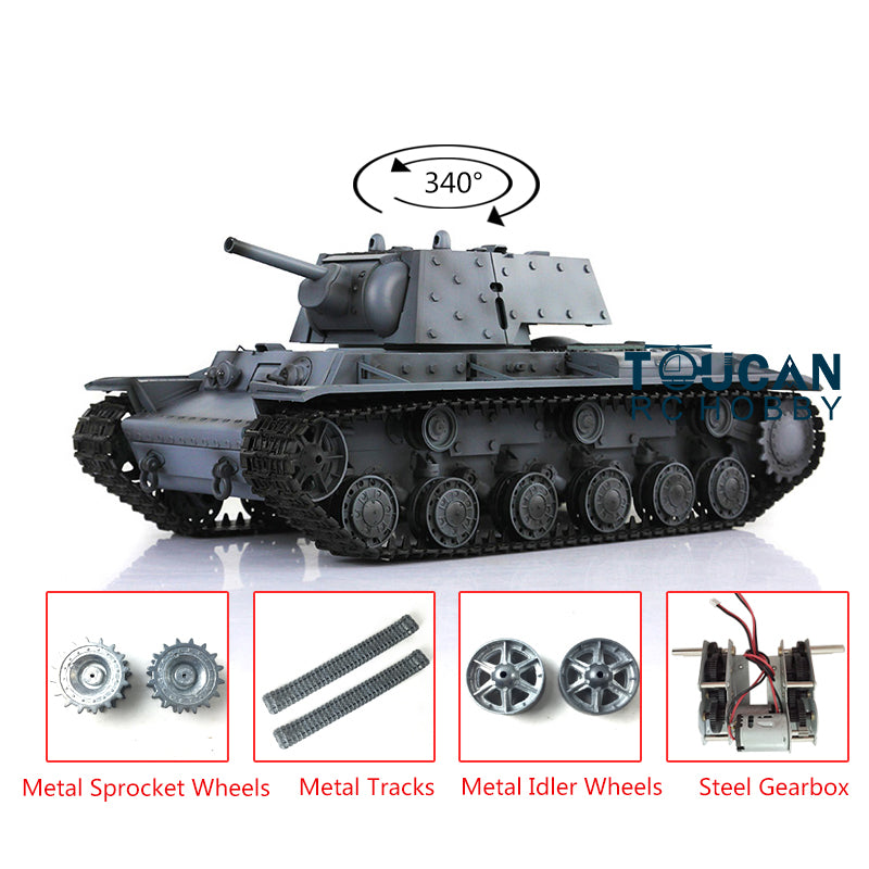 Henglong 1/16 Soviet KV-1 7.0 Version Upgraded 3878 RTR Radio Control Tank  W/ Metal Tracks Idler Sproket Wheel Smoking Gearbox