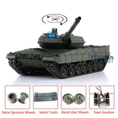 Heng Long Latest Edition 1/16 TK7.0 Upgraded Metal German Leopard2A6 RTR RC Tank 3889 Military Vehicle Shooting BBs Battery