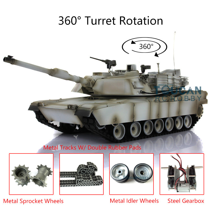 1/16 7.0 Henglong Upgraded Abrams M1A2 RC Tank RTR 3918 Model 360Degrees  Turret Metal Tracks Rubber Pads Transmitter Main Board